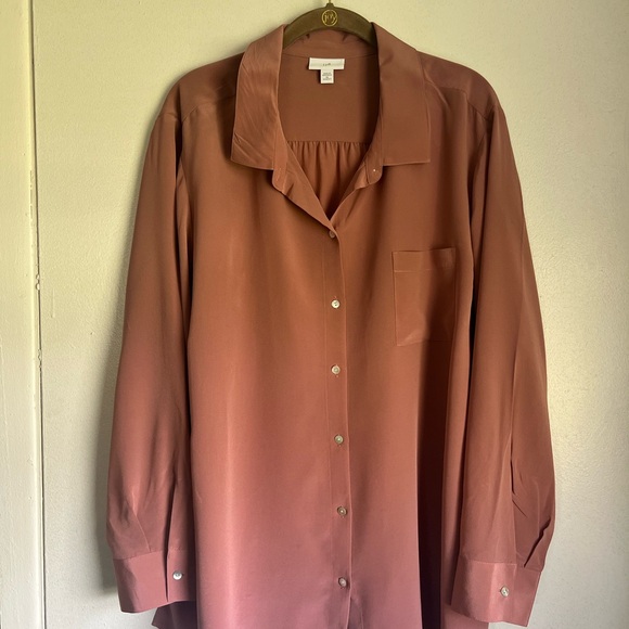 J. Jill Tops - J. Jill Mauve Button-Up Blouse 100% Silk Size 3X